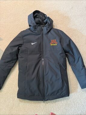 Nike Black Hooded Winter Jacket with Minnesota M Softball Patch